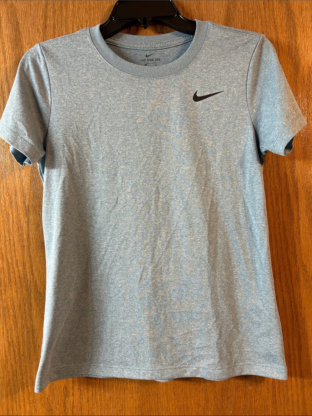 Nike Tee Small Dri-Fit Heather Blue Short Sleeve Tee with Black Swoosh